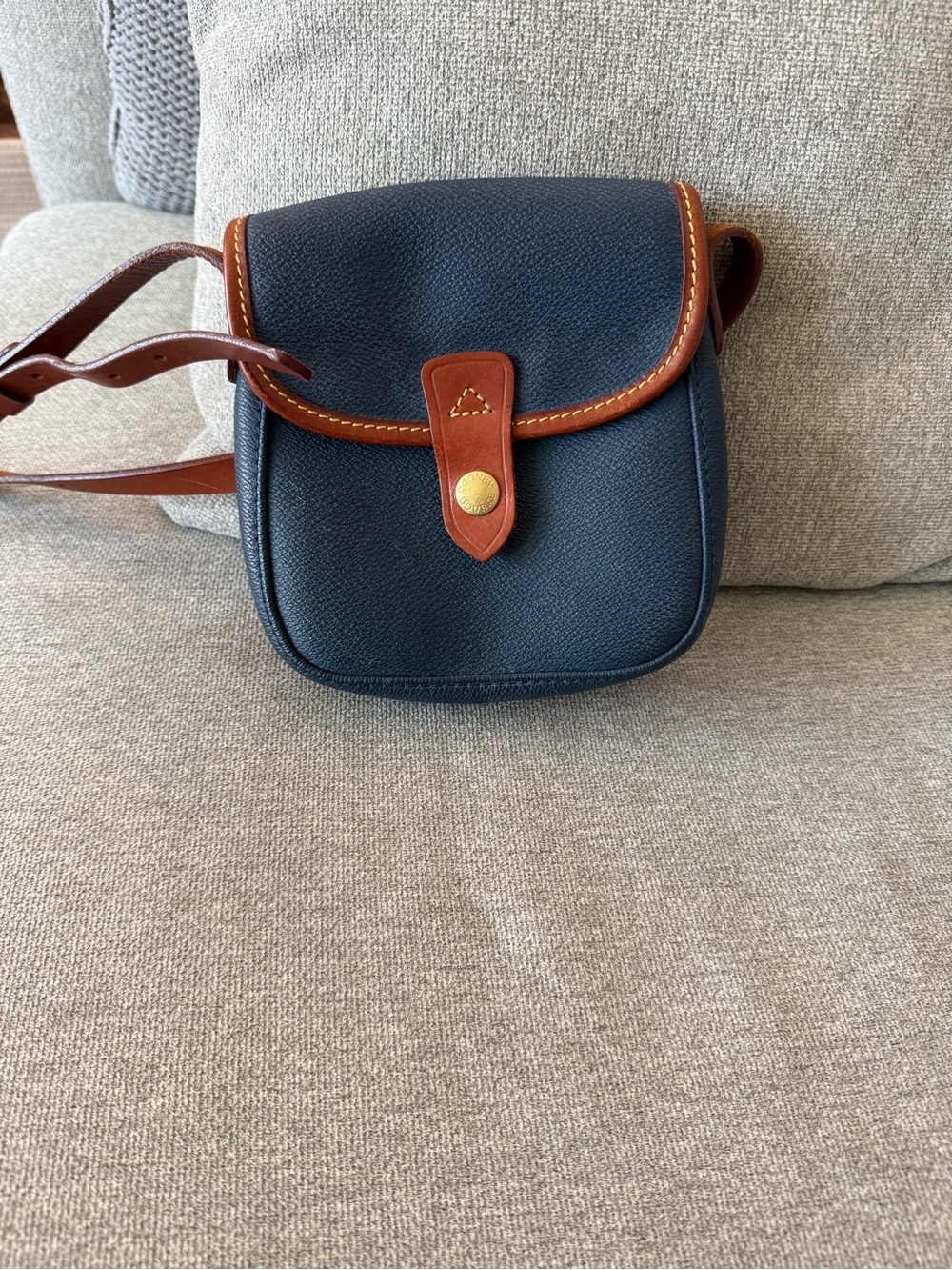 Dooney & Bourke Navy Crossbody with Brown Leather Trim